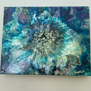 “MIDNIGHT STARBURST”. UNIQUE ONE-OF-A-KIND ACRYLIC PAINTING